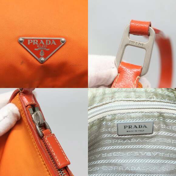 PRADA Shoulder Bag Nylon Orange Silver - Picture 11 of 12